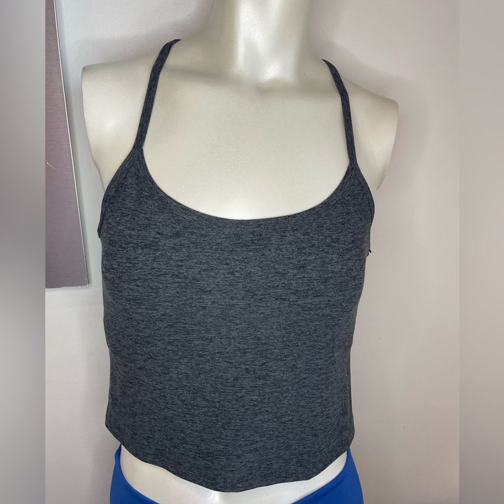 Beyond Yoga Spacedye Slim Racerback Cropped Tank - Black Charcoal Size Large
